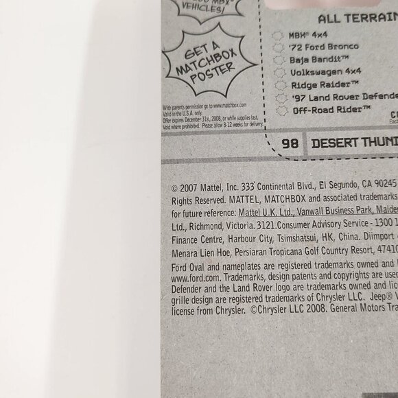 Matchbox Desert Thunder V16 Road Tripper Offroad All Terrain Trucks Diecast Lot - Picture 14 of 15